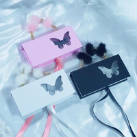 Boîte cadeau personnalisée rose et bleue avec fenêtre découpée en forme de papillon pour cosmétiques et cadeaux, vente en gros