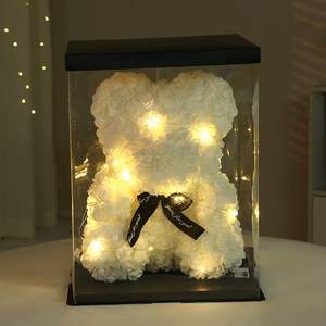 Плюшевый Мишка с коробкой, цветок, 25 см, розы, Валентина, пенопласт, сердце, красный подарок, искусственный мини-консервированный Валентина, роза, медведь - Product Image 6