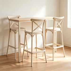 Modern Beige <b>Plastic</b> Bar <b>Stool</b> Minimalist Design Steady Frame Home Bar Furniture - Product Image 4