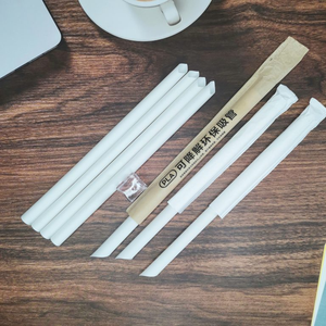 White Biodegradable <b>Straws</b> 200mm 8mm Inner Diameter Individually Wrapped Disposable Beverage <b>Straws</b> <b>for</b> Cold <b>Drinks</b> Tea Juice - Product Image 1