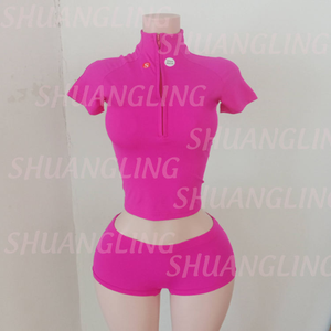 Nouveaux ensembles de basiques de fitness Body Basics : Combinaisons en nylon avec fermeture éclair personnalisée, colorées, pour femme, style Lougewear - Product Image 6