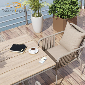 Table <span class=keywords><strong>de</strong></span> jardin extérieure imperméable, mobilier <span class=keywords><strong>de</strong></span> restaurant, patio, structure en aluminium, table à manger en bois <span class=keywords><strong>plastique</strong></span> - Product Image 6