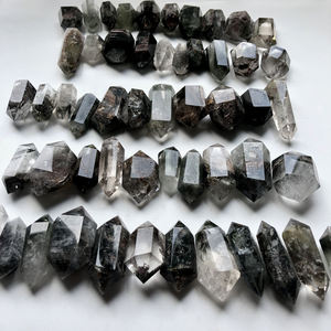 סיטונאי טבעי קטן מלוטש ריפוי כפול הסתיים ירוק פנטום קוורץ קריסטל מגדל נקודת גבישים - Product Image 3