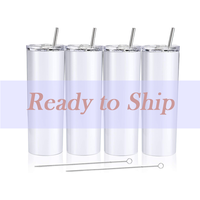 Gobelet blanc simple à Sublimation, 20 oz, gobelets de boisson, bouteille d'eau droit à Double paroi avec paille, échantillon gratuit