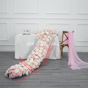 DKB Artificial Flowers Decor Handmade Silk Flowers Artificial Flower Runner Floor Silk Rose Flower Row for Wedding Table Decor - Product Image 2