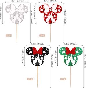 Litière <span class=keywords><strong>Minnie</strong></span> Mouse inspiré Noël Cupcake Toppers Cupcake Picks Décorations pour Joyeux Noël Thème Fête Fournitures - Product Image 2