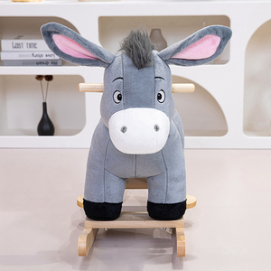 Cheval à bascule gris en bois pour enfants de 2 à 6 ans, jouet animal à bascule - Product Image 4