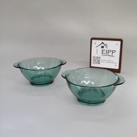 Ensemble de 2 bols en verre borosilicate vert turquoise, design moderne et luxueux, écologiques, pour la cuisine