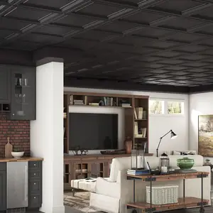 Yangına dayanıklı tavan fayans pvc etkisi yeni tasarım panelleri tedarikçileri ses geçirmez damla çizim odası sundurma özel kiremit şirketi