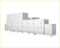 Lave-vaisselle commercial à convoyeur en acier inoxydable haute capacité 6000 assiettes/heure avec bras de pulvérisation haute pression et séchage automatique