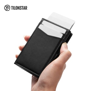 TILONSTAR TVC329 Venta caliente portátil RFID Bloqueo de negocios Bi-fold Cuero Aluminio Pop Up Titular de la tarjeta de crédito Cartera para hombres - Product Image 2