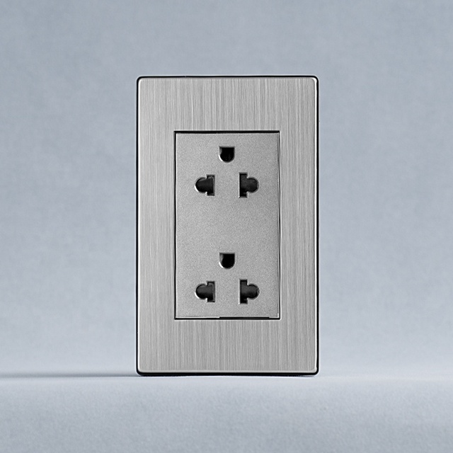 118K Series Decor Outlets 15A 110-250V Stainless Steel Plate Wall Outlet Covers 118*72mm Thailand Type Wall Electrical Outlets