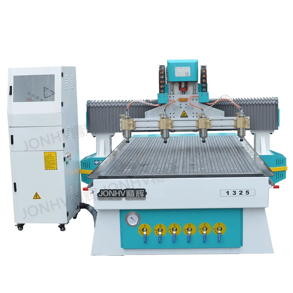 JONHV Multi Head 3D wood acrylic foam CNC Router 1325 Dust -proof Cutting Machine and vacuum table for cnc router