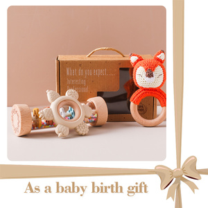 Nouvel ensemble de hochets animaux et de hochets de pluie, jouets de dentition en silicone en forme de fruits, instruments de musique en bois pour les cadeaux de premier anniversaire des jeunes enfants - Product Image 5