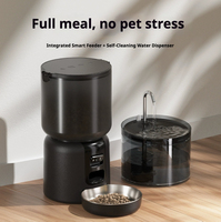 Distributeur automatique de nourriture pour animaux de compagnie intelligent WiFi avec fontaine à eau, caméra HD, contrôle par application, distribution programmée, bol en acier inoxydable