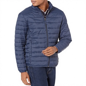 Chaqueta Acolchada Azul Marino para Hombre, Cuello Alto, Cierre de Cremallera, Resistente al Viento, Informal, Relleno de Poliéster, Corte Regular, para Otoño - Product Image 1