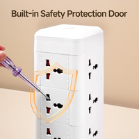 Enchufe de Torre Universal con 9 Tomas, 2 Puertos USB, 1 Tipo C, Cables de Extensión de 2 Metros, Enchufe Multifunción para UE y EE. UU. con Interruptor