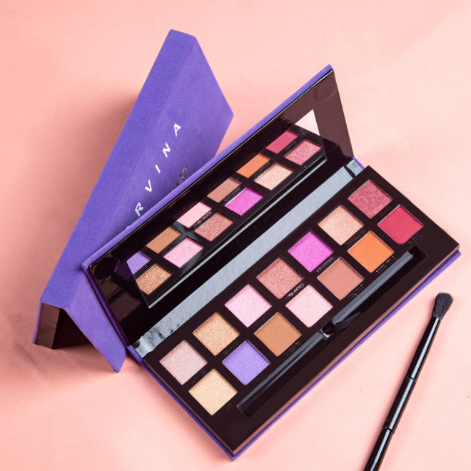 New Arrive Makeup Flannelette 14 Color Eye Shadow Tray Bejeweled Matte Eye Shadow Stripe Canvas Flannelette Eye Shadow Tray