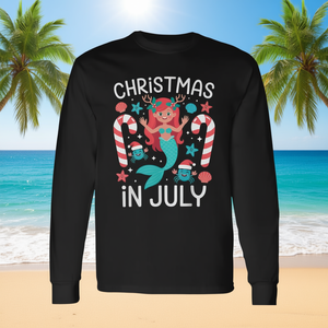 Maglietta a maniche lunghe estiva con simpatica sirena di Natale in luglio - Product Image 3