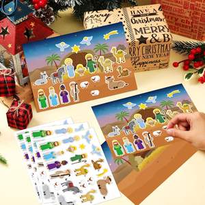 Artisanat religieux autocollants <span class=keywords><strong>de</strong></span> la nativité faire une crèche autocollant ornement bricolage arbre <span class=keywords><strong>de</strong></span> noë<span class=keywords><strong>l</strong></span> suspendus décorations carte - Product Image 1