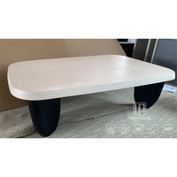 Table basse rectangulaire en travertin de luxe pour salon, avec pieds en marbre noir de qualité supérieure