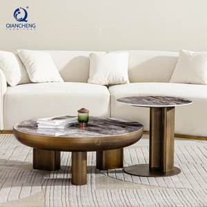 Nouvelle <span class=keywords><strong>table</strong></span> <span class=keywords><strong>basse</strong></span> ronde de luxe de nidification en <span class=keywords><strong>céramique</strong></span> de plaque de roche conçue ensemble avec la <span class=keywords><strong>table</strong></span> d'extrémité de cadre en métal pour des meubles de salon - Product Image 5