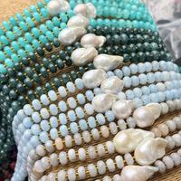 Natural Baroque Pearls Rainbow Gemstone Necklace Chunky Freshwater Pearl Natural Stone Bead Choker Vacation Jewelry Set Gift
