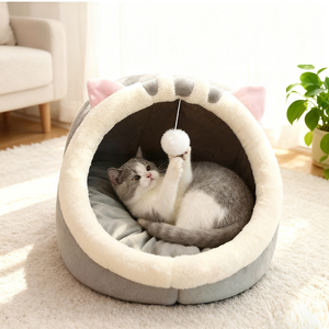 Rumah kucing lucu tempat tidur kucing gua tenda kucing dilepas bantal sarang gua hangat tempat tidur anak anjing rumah kucing - Product Image 1