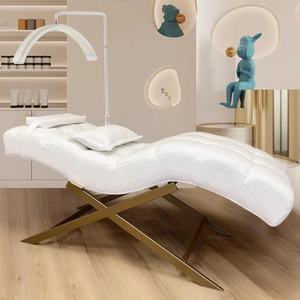 Lit de cils rose moderne pour salon de beauté, matelas incurvé de spa pour lit de soin du visage, lit de cils de luxe pour salon de beauté - Product Image 5