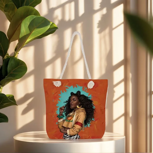 Thời trang gấp kích thước lớn phụ nữ <span class=keywords><strong>Tote</strong></span> Túi xách phụ nữ giản dị hoa in vải graffiti Vai Linen Túi vải túi bãi biển - Product Image 2