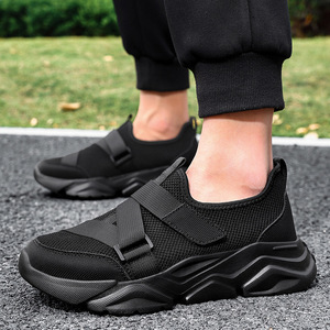 Ideales para salidas urbanas diarias, zapatillas deportivas con cierre de correa, suela gruesa, transpirables, para hombre, sin cordones. - Product Image 3