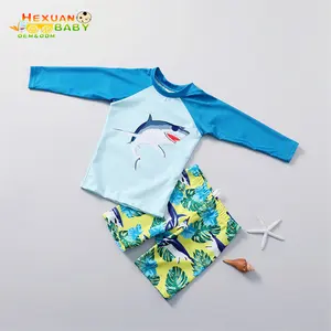 Baby Boy Swimming Kids Bade bekleidung Kurzarm hemden Hosen und Hüte mit niedlichen Cartoon-Druck