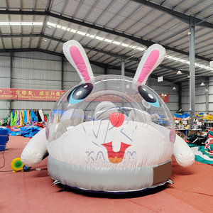 Casa de Burbujas Inflable de PVC para Niños y Adultos, Carpa de Burbujas Inflable con Diseño de Conejito Rosa para Jardín, Patio de Recreo Familiar y Fiestas - Product Image 4