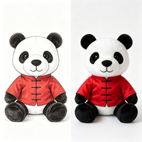 Peluche Panda de Haute Qualité Style Chinois, Vêtement Traditionnel Rouge Tang, Jouet Animal en Peluche Panda Doux