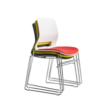 Chaise de visiteur en plastique confortable de fabrication Guangdong, chaise de bureau à dossier moyen, empilable, pour formation et conférences