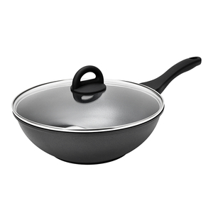 PTFE negro 2 capas revestimiento antiadherente <span class=keywords><strong>Wok</strong></span> Die Cast aluminio utensilios de cocina, interior al aire libre RV <span class=keywords><strong>Camping</strong></span> uso, Gas y seguridad de inducción - Product Image 1