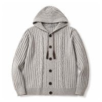 Cardigan en maille torsadée à col en V pour homme, respirant, anti-boulochage, à manches longues, 100 % polyester mélangé, boutonné sur le devant, hiver