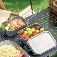 Boîte à lunch pliable en titane pur, écologique, pour l'extérieur, boîte de conservation des aliments, camping, pique-nique, étudiant, boîte à vaisselle portable