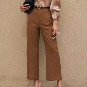 New Women's Formal Office Straight Leg Vintage High Waist Pleated Zipper Pants Trousers For Women