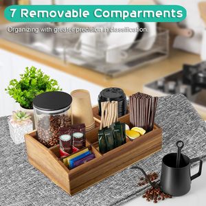 อุปกรณ์เสริมบาร์กาแฟ 7 ช่องพร้อมตัวแบ่งที่ถอดออกได้ - ที่จัดเก็บเครื่องปรุงกาแฟและชา - Product Image 3