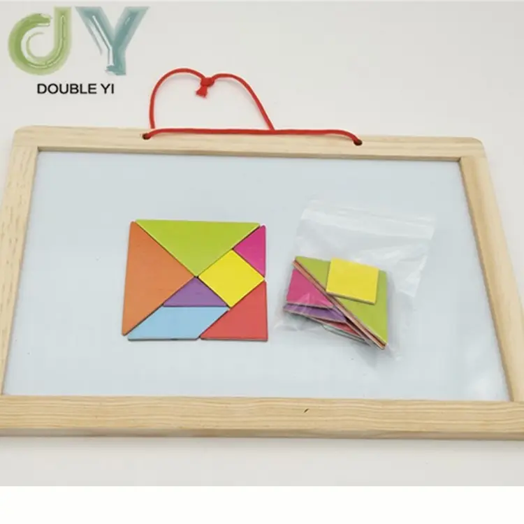خشبية 7 قطعة الملونة كتل لغز مع المغناطيس ألعاب خشبية لاختبار الذكاء للأطفال