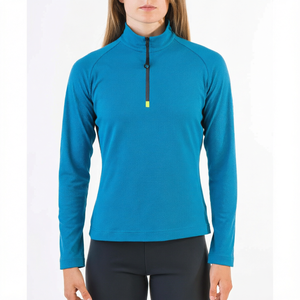 Blue <b>Long</b> <b>Sleeve</b> <b>Cycling</b> <b>Jersey</b> Zip Up Breathable Polyester Bike Outdoor Sports Shirt - Product Image 1