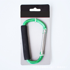 Aluminum Carabiner With Foam Grip Green Color For Climbing Equipment - Product Image 1