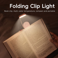 Lampe de lecture LED portable avec pince réglable à 3 tons, lampe de chevet pliable pour salon intérieur