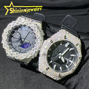 Viền đồng hồ GA2100 mạ bạc 925 đính đá Moissanite, vượt qua bài kiểm tra kim cương, phong cách Hip Hop, phụ kiện đồng hồ Buss Down - Product Image 2