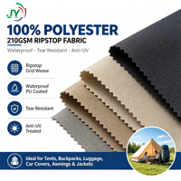 Tissu tissé Ripstop 100 % polyester 210 GSM personnalisé, enduit PU imperméable et résistant aux déchirures pour tentes d'extérieur, sacs à dos et housses de voiture