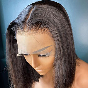 Parrucca Bob Cinese all'Ingrosso, Capelli Vergini Ondulati Lisci di Colore Naturale, Frontale Corto per Pizzo, Densità 150%, Parrucche per Donna - Product Image 2