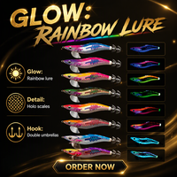 Leurre de pêche Egi Rattle UV Glow Squid Jig 2.5 # /3.0 # /3.5 # Leurre de pêche rigide en bois pour poulpes et seiches d'eau salée