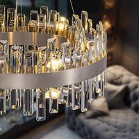 Lustre en cristal chromé argenté, lustre rond en cristal K9, luminaire de plafond en forme de goutte de pluie, luminaire de luxe pour cuisine, salon