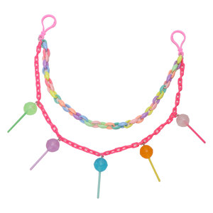 Chaîne de taille en acrylique double couche couleur bonbon avec pendentif sucette, chaîne de corps unisexe décontractée et tendance - Product Image 5